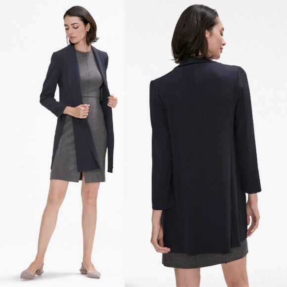 M.M.LAFLEUR The Dietrich Jacket Cardigan Tailored Side Slit Dark Navy Size M - Picture 1 of 9